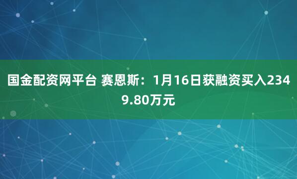 国金配资网平台 赛恩斯：1月16日获融资买入2349.80万元